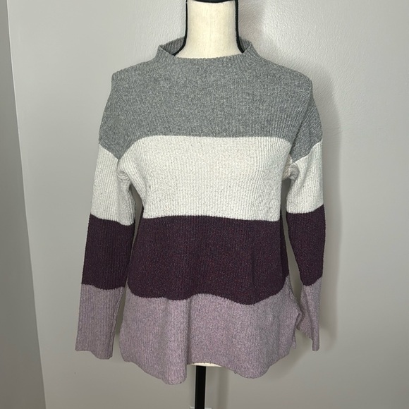 Staccato Sweaters - Staccato Women’s Purple/Gray Long Sleeve Mock Neck Sweater Top Sz M